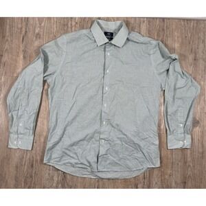 Dockers Shirt Mens Size Large Fitted Long Sleeve Button Up White Blue Plaid